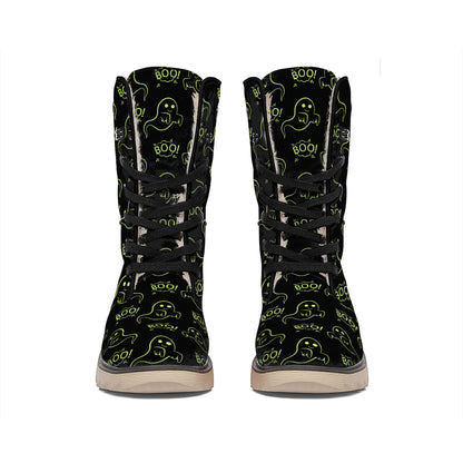 Boo Ghost Pattern Print Winter Boots