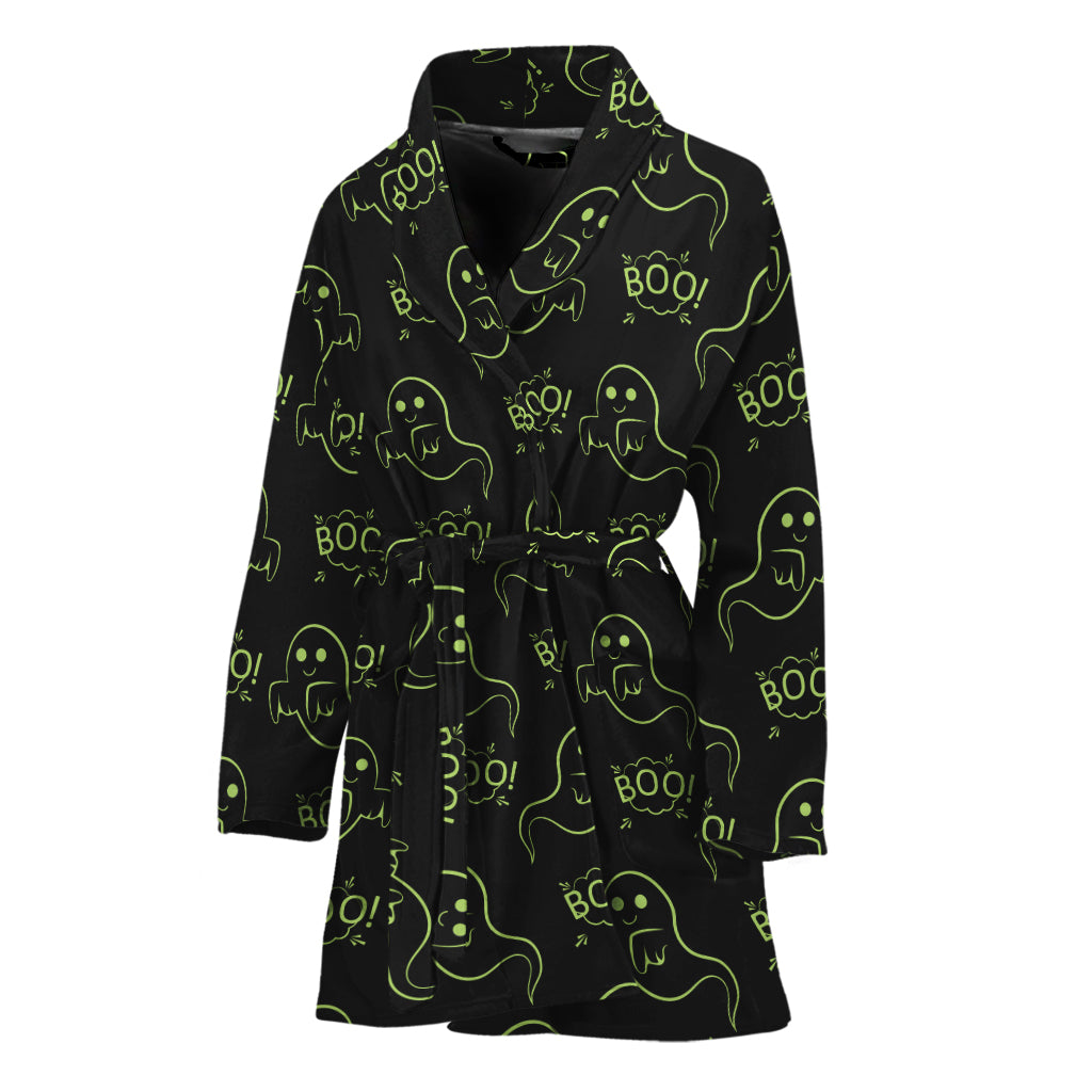 Boo Ghost Pattern Print Women's Bathrobe