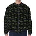Boo Ghost Pattern Print Zip Sleeve Bomber Jacket