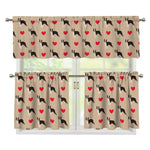 Boston Terrier Heart Pattern Print 3 Piece Kitchen Curtains