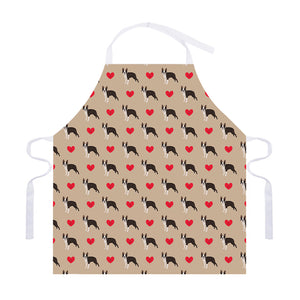 Boston Terrier Heart Pattern Print Adjustable Apron