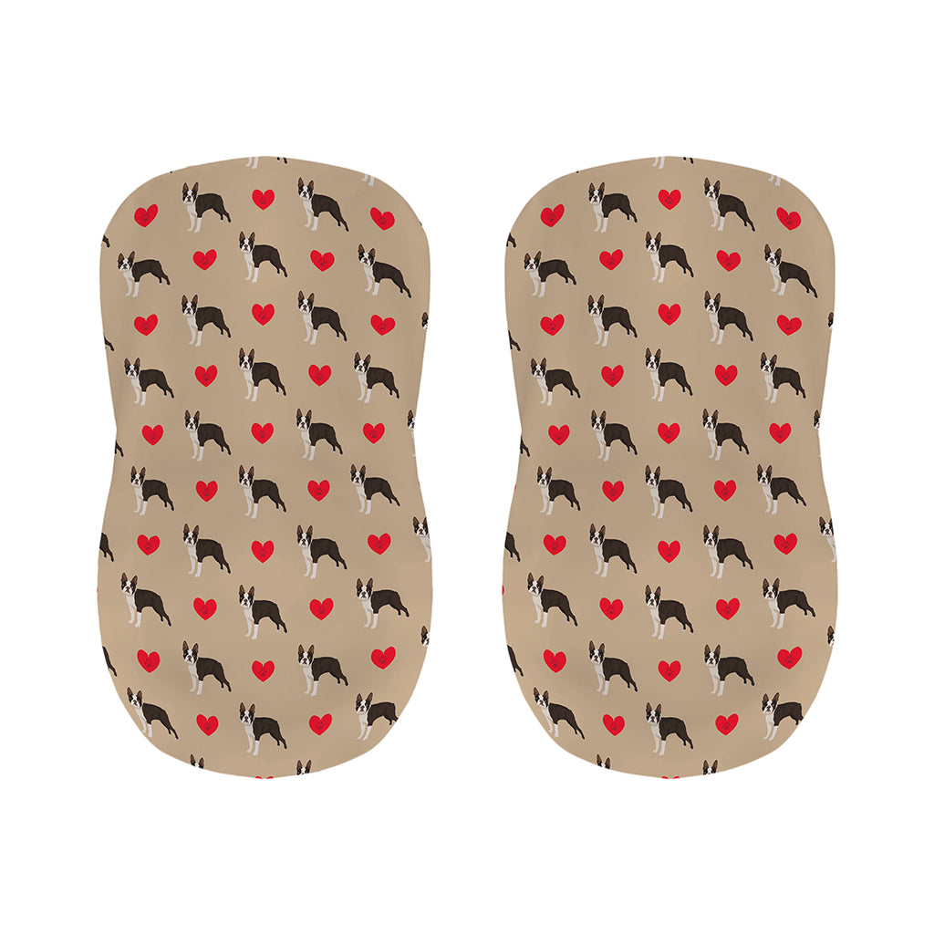 Boston Terrier Heart Pattern Print Bar Stool Covers