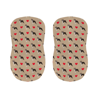 Boston Terrier Heart Pattern Print Bar Stool Covers