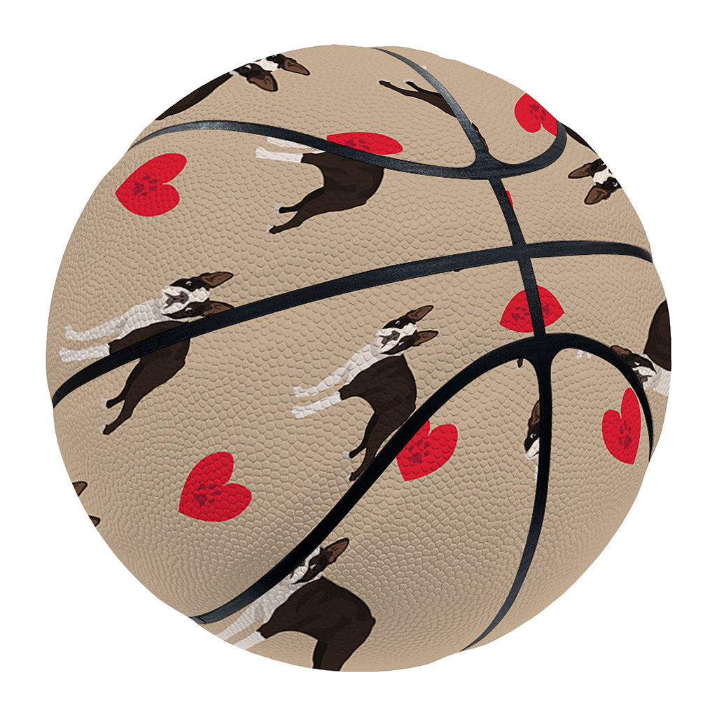 Boston Terrier Heart Pattern Print Basketball