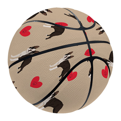 Boston Terrier Heart Pattern Print Basketball