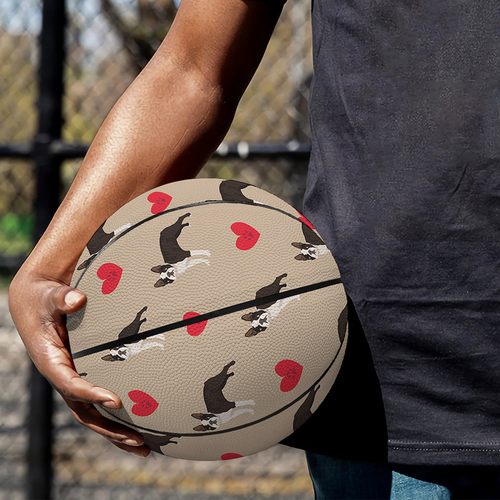 Boston Terrier Heart Pattern Print Basketball