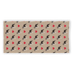 Boston Terrier Heart Pattern Print Beach Towel