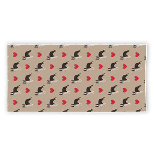 Boston Terrier Heart Pattern Print Beach Towel