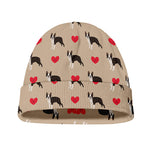 Boston Terrier Heart Pattern Print Beanie