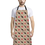 Boston Terrier Heart Pattern Print Bib Apron With Pocket