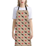 Boston Terrier Heart Pattern Print Bib Apron With Pocket