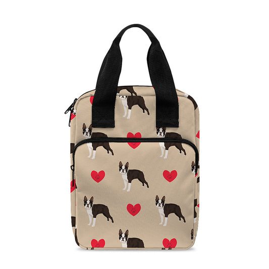 Boston Terrier Heart Pattern Print Bible Tote Bag