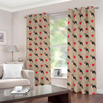 Boston Terrier Heart Pattern Print Blackout Grommet Curtains