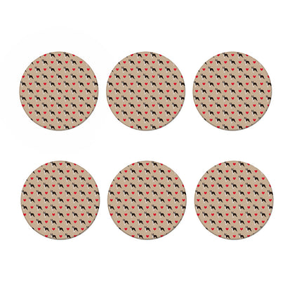 Boston Terrier Heart Pattern Print Coaster Set