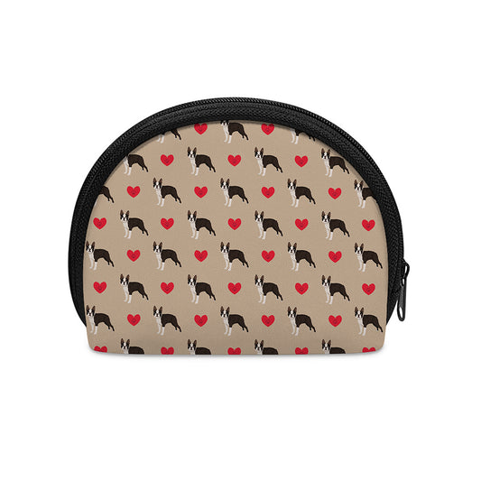 Boston Terrier Heart Pattern Print Coin Purse