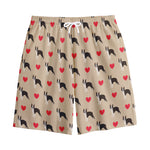 Boston Terrier Heart Pattern Print Cotton Shorts