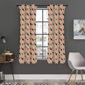 Boston Terrier Heart Pattern Print Curtain