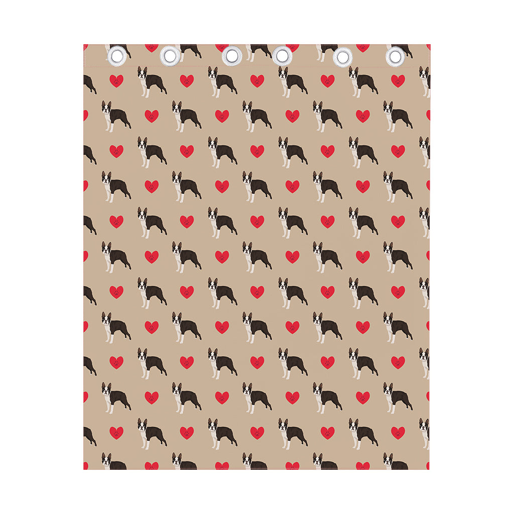 Boston Terrier Heart Pattern Print Curtain