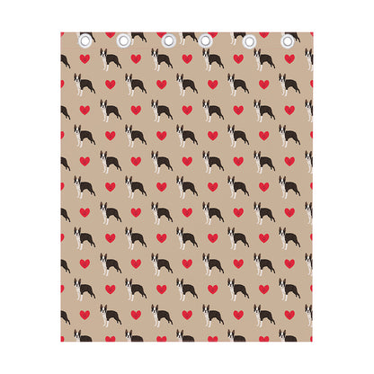 Boston Terrier Heart Pattern Print Curtain