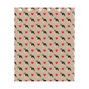 Boston Terrier Heart Pattern Print Curtain