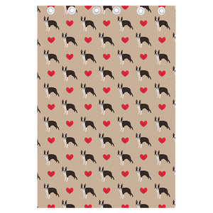 Boston Terrier Heart Pattern Print Curtain