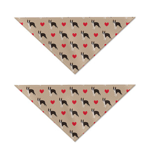 Boston Terrier Heart Pattern Print Dog Bandana