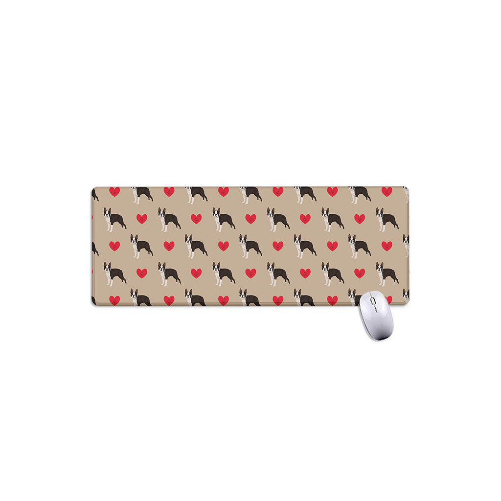 Boston Terrier Heart Pattern Print Extended Mouse Pad