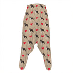 Boston Terrier Heart Pattern Print Hammer Pants