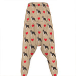 Boston Terrier Heart Pattern Print Hammer Pants