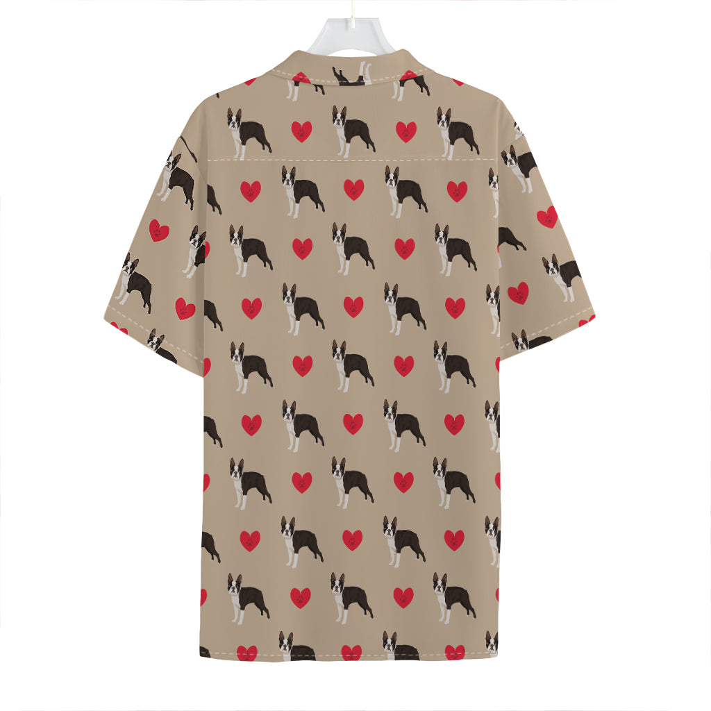 Boston Terrier Heart Pattern Print Hawaiian Shirt