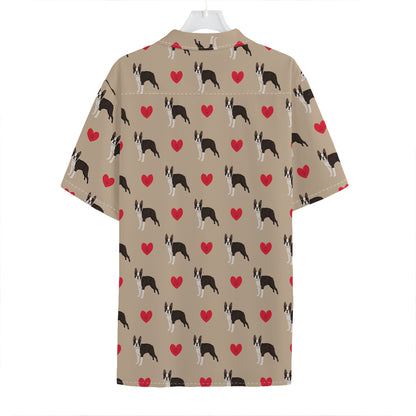 Boston Terrier Heart Pattern Print Hawaiian Shirt