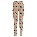 Boston Terrier Heart Pattern Print High-Waisted Pocket Leggings