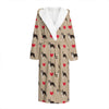 Boston Terrier Heart Pattern Print Hooded Bathrobe