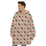 Boston Terrier Heart Pattern Print Hoodie Blanket