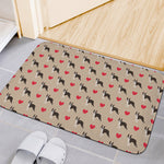 Boston Terrier Heart Pattern Print Indoor Door Mat