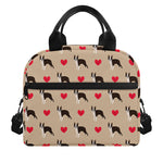Boston Terrier Heart Pattern Print Insulated Lunch Bag