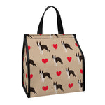 Boston Terrier Heart Pattern Print Insulated Lunch Tote