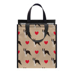Boston Terrier Heart Pattern Print Insulated Lunch Tote