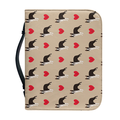 Boston Terrier Heart Pattern Print Leather Bible Cover
