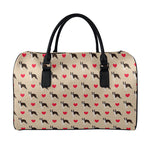 Boston Terrier Heart Pattern Print Leather Duffle Bag