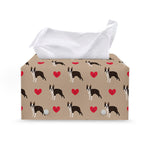 Boston Terrier Heart Pattern Print Leather Tissue Box Cover