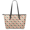 Boston Terrier Heart Pattern Print Leather Tote Bag