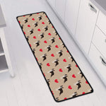 Boston Terrier Heart Pattern Print Long Kitchen Mat