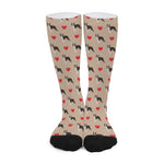 Boston Terrier Heart Pattern Print Long Socks