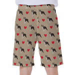 Boston Terrier Heart Pattern Print Men's Beach Shorts