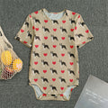 Boston Terrier Heart Pattern Print Men's Bodysuit