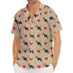 Boston Terrier Heart Pattern Print Men's Deep V-Neck Shirt