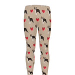 Boston Terrier Heart Pattern Print Men's leggings