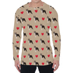 Boston Terrier Heart Pattern Print Men's Long Sleeve T-Shirt