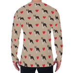 Boston Terrier Heart Pattern Print Men's Long Sleeve T-Shirt